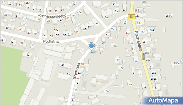 Gostyń, Graniczna, 9, mapa Gostyń