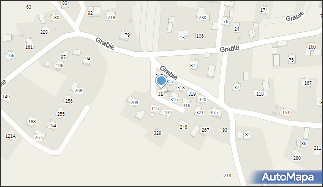 Grabie, Grabie, 314, mapa Grabie