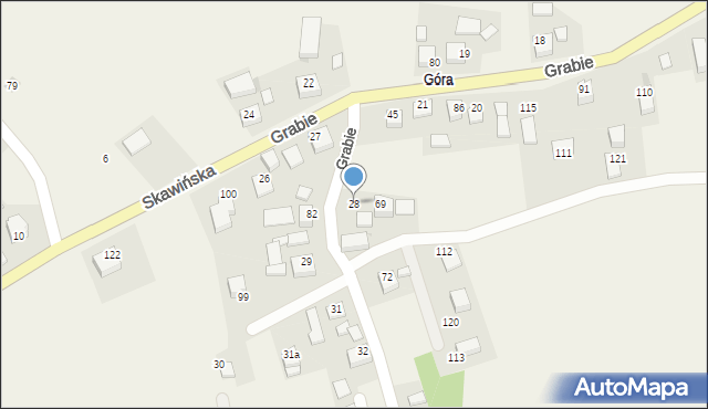 Grabie, Grabie, 28, mapa Grabie