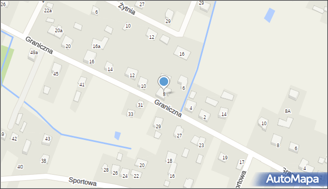 Grabina Radziwiłłowska, Graniczna, 8, mapa Grabina Radziwiłłowska