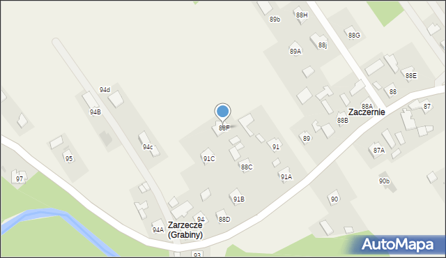 Grabiny, Grabiny, 88F, mapa Grabiny