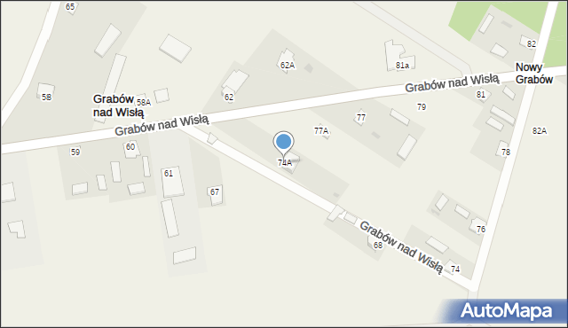 Grabów nad Wisłą, Grabów nad Wisłą, 74A, mapa Grabów nad Wisłą