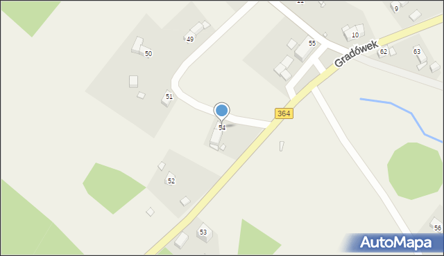 Gradówek, Gradówek, 54, mapa Gradówek