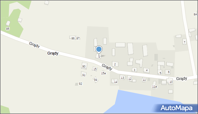 Grądy, Grądy, 1, mapa Grądy
