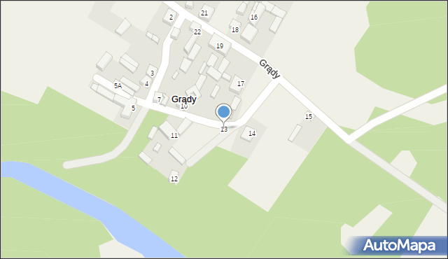 Grądy, Grądy, 13, mapa Grądy