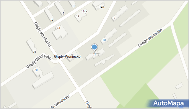 Grądy-Woniecko, Grądy-Woniecko, 11, mapa Grądy-Woniecko