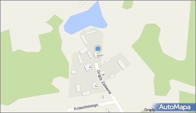 Grądy Zalewne, Grądy Zalewne, 13, mapa Grądy Zalewne