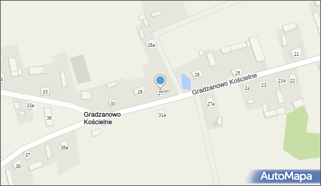 Gradzanowo Kościelne, Gradzanowo Kościelne, 27, mapa Gradzanowo Kościelne