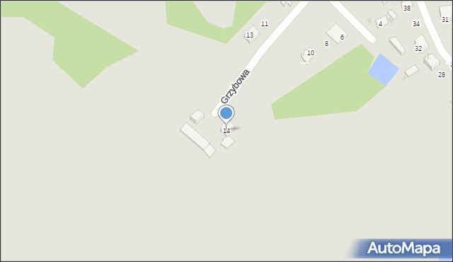 Grajewo, Grzybowa, 14, mapa Grajewo