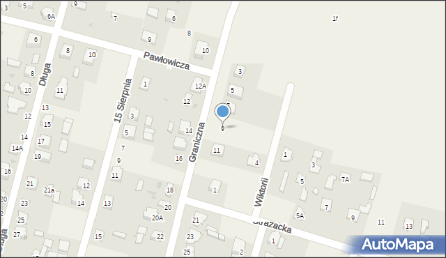 Granice, Graniczna, 9, mapa Granice