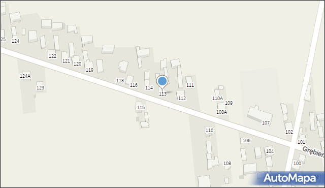 Grębień, Grębień, 113, mapa Grębień