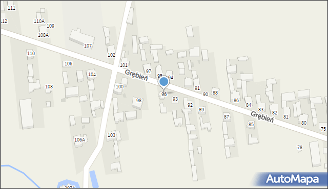 Grębień, Grębień, 96, mapa Grębień
