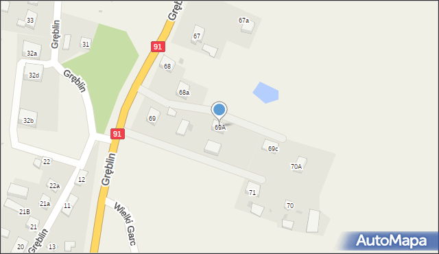 Gręblin, Gręblin, 69A, mapa Gręblin