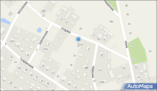 Grębów, Grądek, 22, mapa Grębów