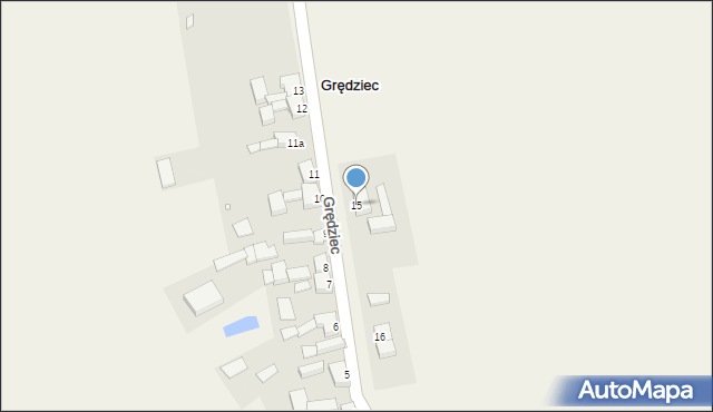Grędziec, Grędziec, 15, mapa Grędziec