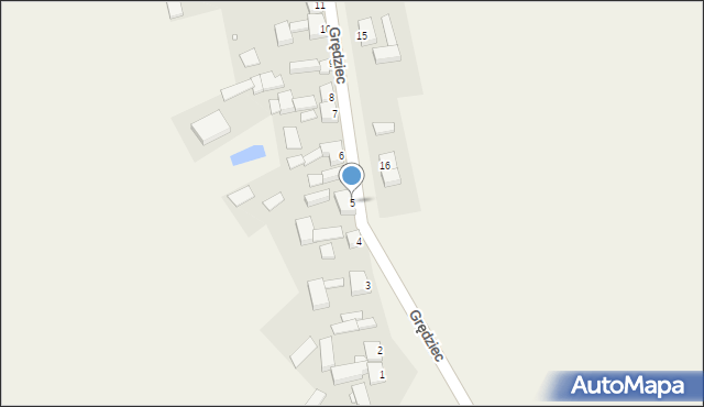 Grędziec, Grędziec, 5, mapa Grędziec