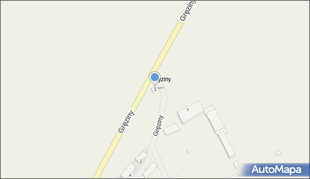 Gręziny, Gręziny, 1, mapa Gręziny