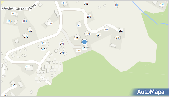 Gródek nad Dunajcem, Gródek nad Dunajcem, 104, mapa Gródek nad Dunajcem