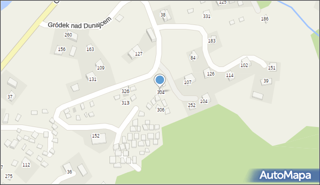 Gródek nad Dunajcem, Gródek nad Dunajcem, 304, mapa Gródek nad Dunajcem