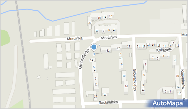 Grodków, Grenadierów, 3, mapa Grodków