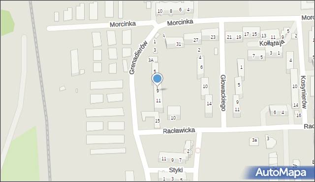 Grodków, Grenadierów, 9, mapa Grodków