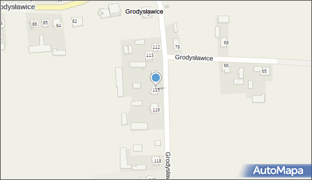 Grodysławice, Grodysławice, 115, mapa Grodysławice