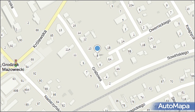 Grodzisk Mazowiecki, Grabowa, 8, mapa Grodzisk Mazowiecki