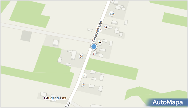 Grudzeń-Las, Grudzeń-Las, 11, mapa Grudzeń-Las