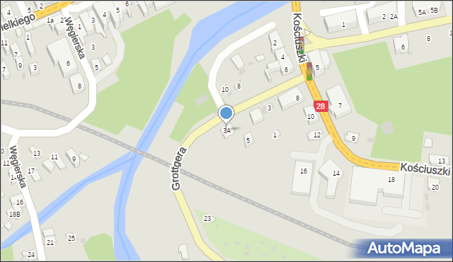 Grybów, Grottgera Artura, 3A, mapa Grybów