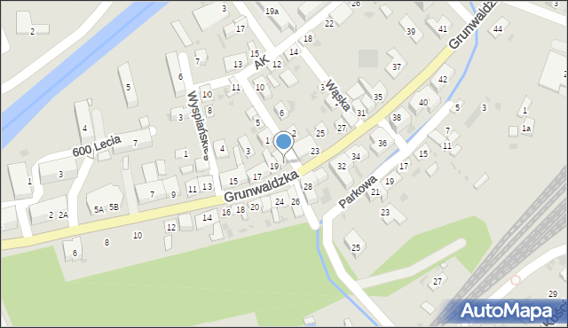 Grybów, Grunwaldzka, 21, mapa Grybów