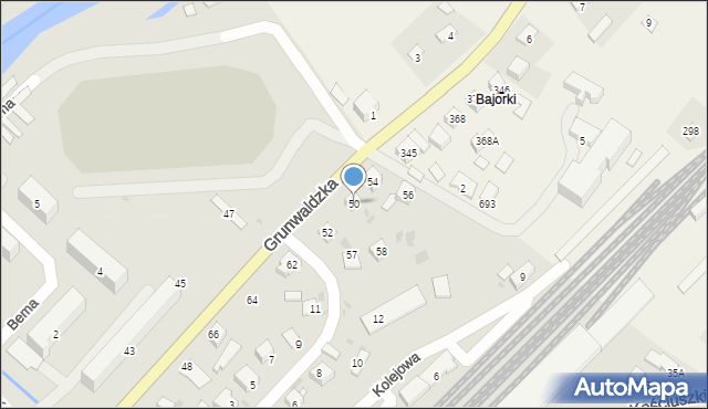 Grybów, Grunwaldzka, 50, mapa Grybów