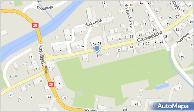 Grybów, Grunwaldzka, 8, mapa Grybów