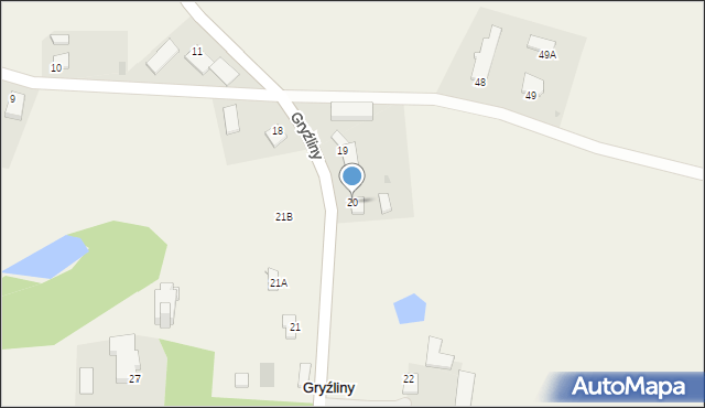 Gryźliny, Gryźliny, 20, mapa Gryźliny