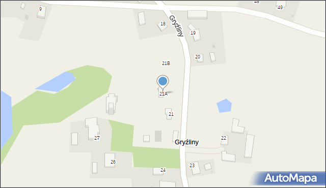 Gryźliny, Gryźliny, 21A, mapa Gryźliny