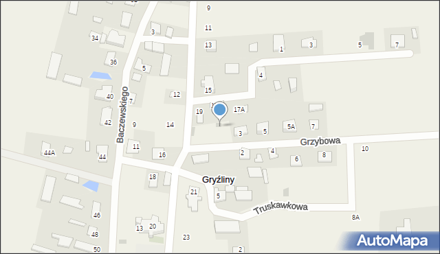 Gryźliny, Grzybowa, 1, mapa Gryźliny