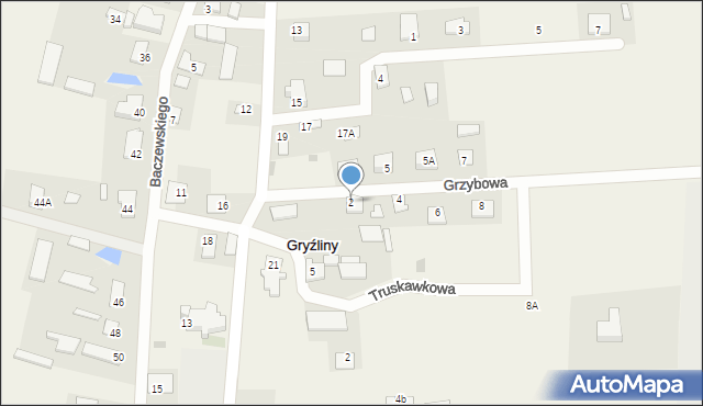 Gryźliny, Grzybowa, 2, mapa Gryźliny