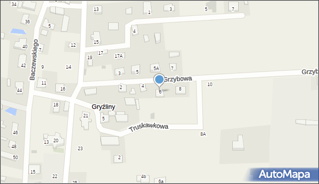 Gryźliny, Grzybowa, 6, mapa Gryźliny