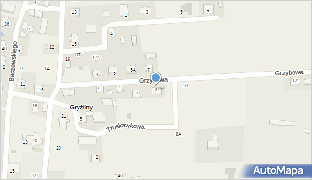 Gryźliny, Grzybowa, 8, mapa Gryźliny