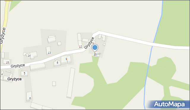 Gryżyce, Gryżyce, 10, mapa Gryżyce
