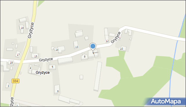 Gryżyce, Gryżyce, 9, mapa Gryżyce