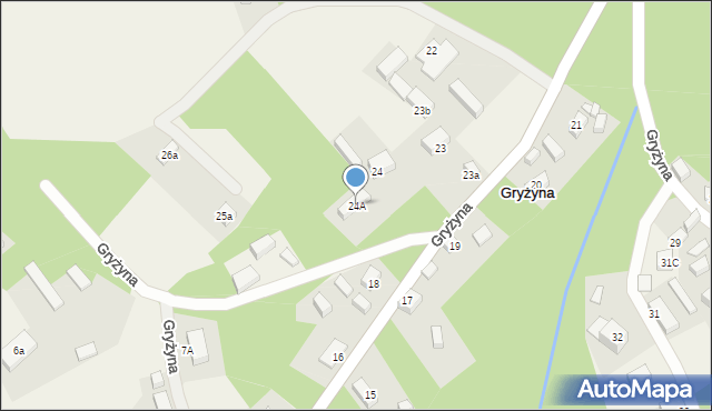 Gryżyna, Gryżyna, 24A, mapa Gryżyna