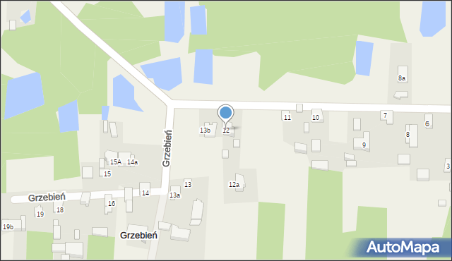 Grzebień, Grzebień, 12, mapa Grzebień