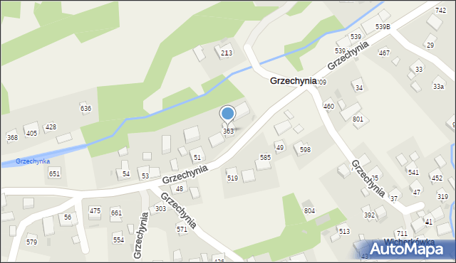 Grzechynia, Grzechynia, 363, mapa Grzechynia