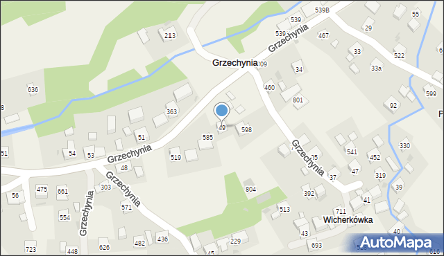 Grzechynia, Grzechynia, 49, mapa Grzechynia