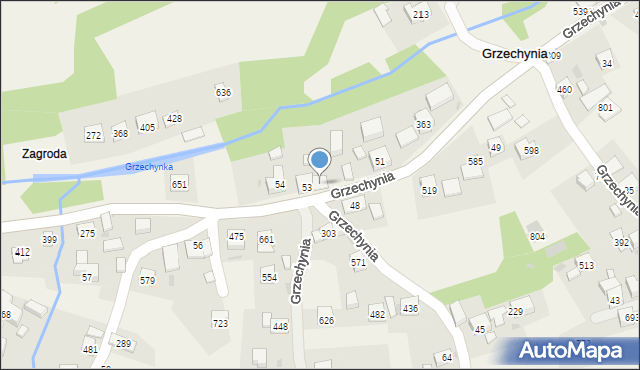 Grzechynia, Grzechynia, 53a, mapa Grzechynia