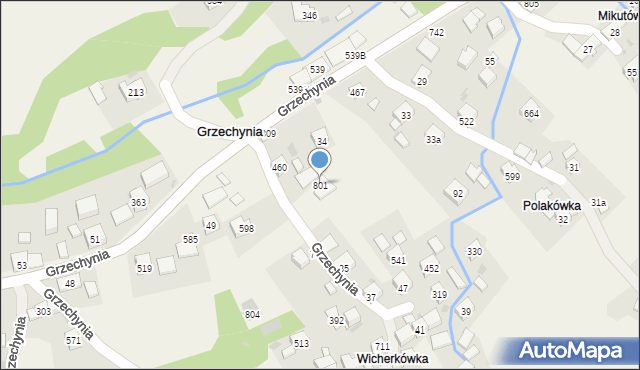 Grzechynia, Grzechynia, 801, mapa Grzechynia
