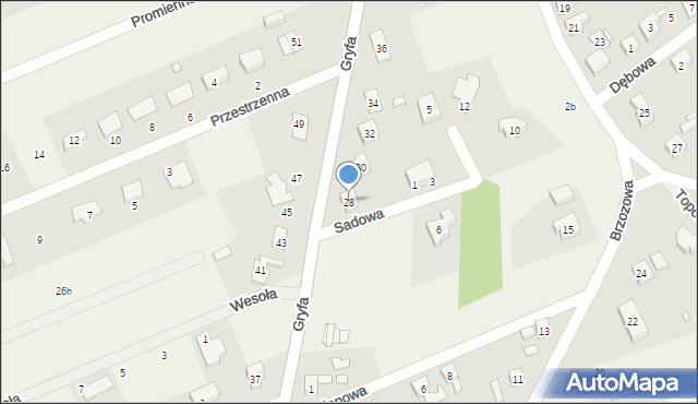 Grzędzice, Gryfa, 28, mapa Grzędzice