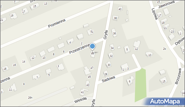 Grzędzice, Gryfa, 49, mapa Grzędzice