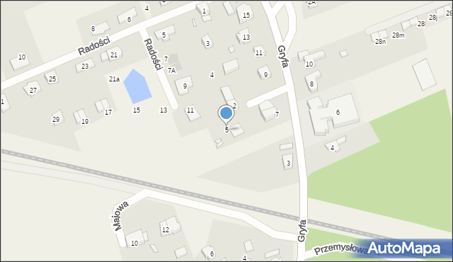 Grzędzice, Gryfa, 5, mapa Grzędzice