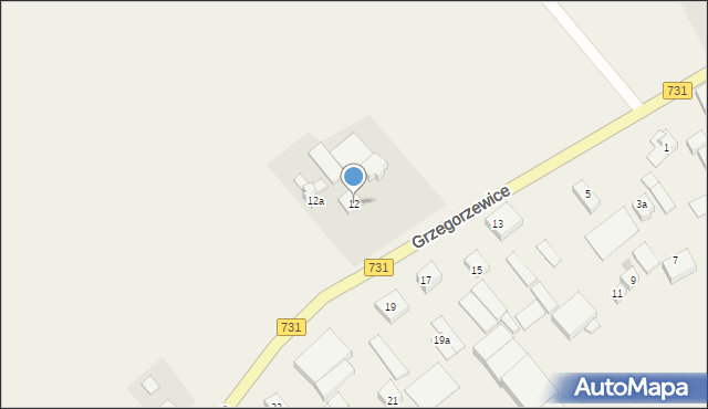 Grzegorzewice, Grzegorzewice, 12, mapa Grzegorzewice